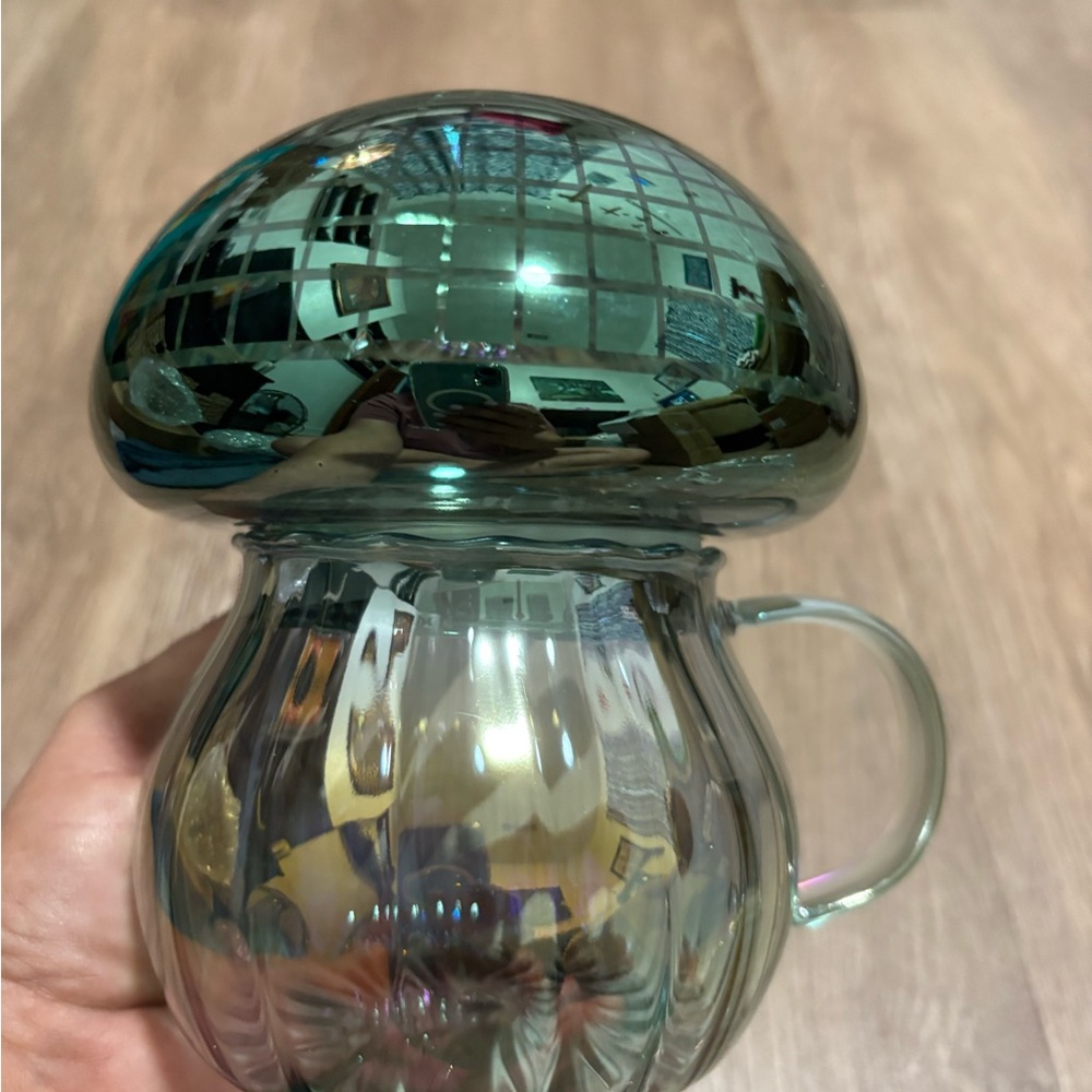 Iridescent Glass Mushroom Mug